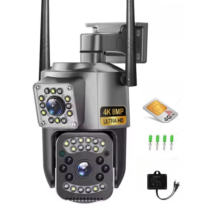 Zewnętrzna Kamera 4G LTE 2 Obiektywy z Funkcją AI V380 PRO