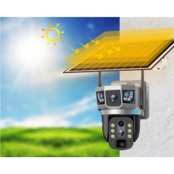 Kamera Zewnętrzna 4G LTE Solarna 3 Obiektywy Funkcja AI
