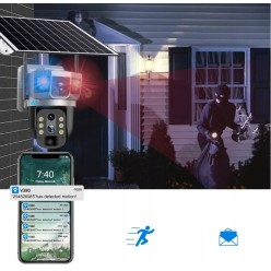 Kamera Zewnętrzna 4G LTE Solarna 3 Obiektywy Funkcja AI