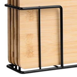 Zestaw Desek Do Krojenia 4 szt Bambusowe Metalowy Stojak