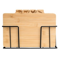 Zestaw Desek Do Krojenia 4 szt Bambusowe Metalowy Stojak