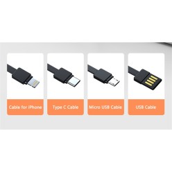 Powerbank Solarny z Przewodami i Latarką, microUSB, USB-C, Lightning, USB 50000 mAh