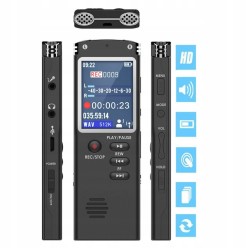 Szpiegowski Dyktafon z Dużym Wyświetlaczem Aktywacja Głosem 16GB