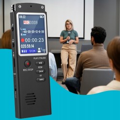 Szpiegowski Dyktafon z Dużym Wyświetlaczem Aktywacja Głosem 16GB