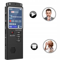 Szpiegowski Dyktafon z Dużym Wyświetlaczem Aktywacja Głosem 16GB