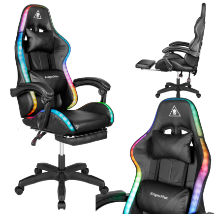 Fotel Gamingowy Kruger&matz Gx-150 Czarny z Podświetleniem LED