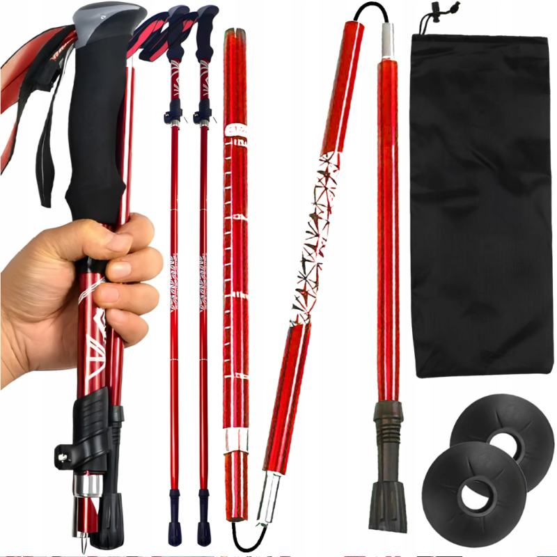Kije Trekkingowe Do Nordic Walking Zestaw 2 szt Składane z Regulacją