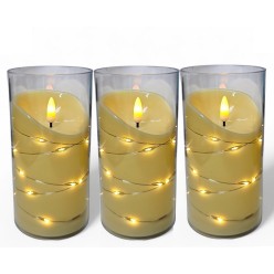 3x Znicze / Wkłady Efekt Płomienia Świeczka LED z Świecącym Drucikiem 7,5x15