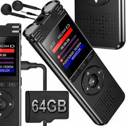 Dyktafon Profesjonalny Aktywacja Głosem Jakość 1536Kbps 64GB