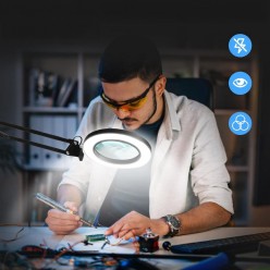 2w1 Lampa Led z Lupą Kosmetyczna Kreślarska Szkło Powiększające 10x