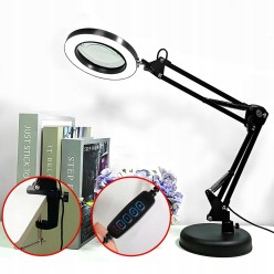 2w1 Lampa Led z Lupą Kosmetyczna Kreślarska Szkło Powiększające 10x