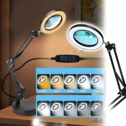 2w1 Lampa Led z Lupą Kosmetyczna Kreślarska Szkło Powiększające 10x