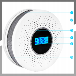 Czujnik Czadu i Dymu Bezprzewodowy Detektor Alarm LED i Dźwięk