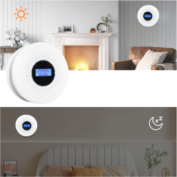 Czujnik Czadu i Dymu Bezprzewodowy Detektor Alarm LED i Dźwięk