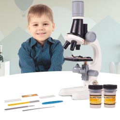 Mikroskop Edukacyjny Dla Dzieci z Podświetleniem LED i Zestaw  Akcesoriów 100x–1200x