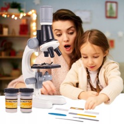 Mikroskop Edukacyjny Dla Dzieci z Podświetleniem LED i Zestaw  Akcesoriów 100x–1200x