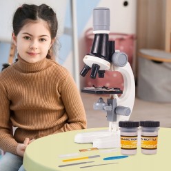 Mikroskop Edukacyjny Dla Dzieci z Podświetleniem LED i Zestaw  Akcesoriów 100x–1200x