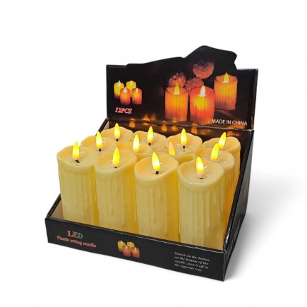 Zestaw 12szt Znicze Efekt Płomienia Świeczka / Wkład LED z Bateriami 12cm