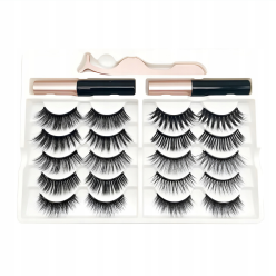 Magnetyczne Rzęsy Zestaw 10 Par + PĘSETA + 2X EYELINER