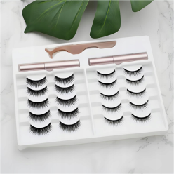 Magnetyczne Rzęsy Zestaw 10 Par + PĘSETA + 2X EYELINER