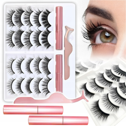 Magnetyczne Rzęsy Zestaw 10 Par + PĘSETA + 2X EYELINER