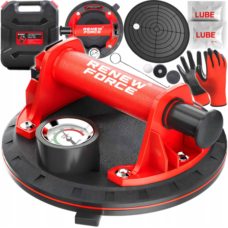 Przyssawka Próżniowa z Manometrem Uchwyt Montażowy Do Szyb i Płytek