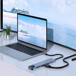 Hub USB-C 8w1 z portami HDMI 4K, USB 3.0, SD/microSD i RJ45