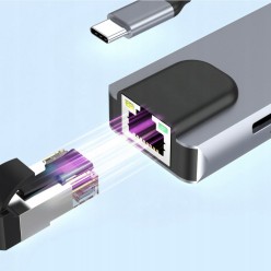 Hub USB-C 8w1 z portami HDMI 4K, USB 3.0, SD/microSD i RJ45