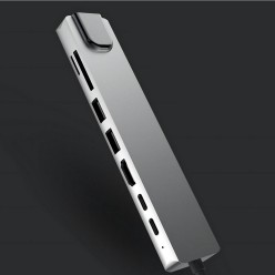 Hub USB-C 8w1 z portami HDMI 4K, USB 3.0, SD/microSD i RJ45