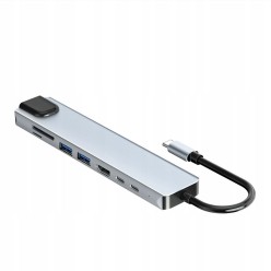 Hub USB-C 8w1 z portami HDMI 4K, USB 3.0, SD/microSD i RJ45