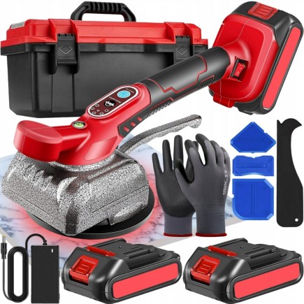 Zestaw Akumulatorowa Przyssawka Do płytek Wibrator Poziomujący 2x21V + Akcesoria