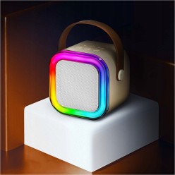 Zestaw Karaoke Głośnik Bluetooth z Dwoma Mikrofonami LED RGB