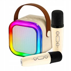 Zestaw Karaoke Głośnik Bluetooth z Dwoma Mikrofonami LED RGB
