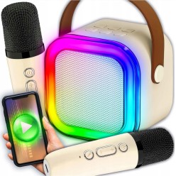 Zestaw Karaoke Głośnik Bluetooth z Dwoma Mikrofonami LED RGB