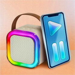 Zestaw Karaoke Głośnik Bluetooth z Dwoma Mikrofonami LED RGB