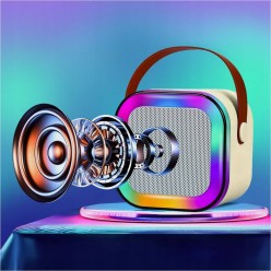 Zestaw Karaoke Głośnik Bluetooth z Dwoma Mikrofonami LED RGB