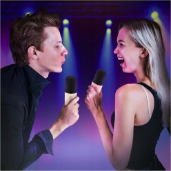Zestaw Karaoke Głośnik Bluetooth z Dwoma Mikrofonami LED RGB
