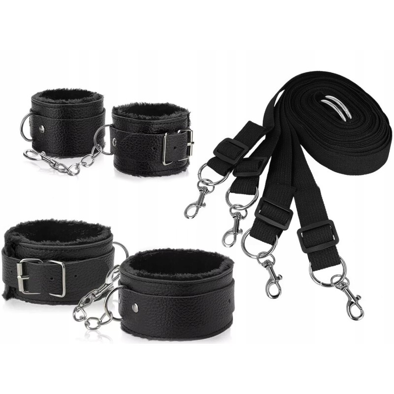 SEX Kajdanki Zestaw Kajdanek Pasy Do Łóżka Premium