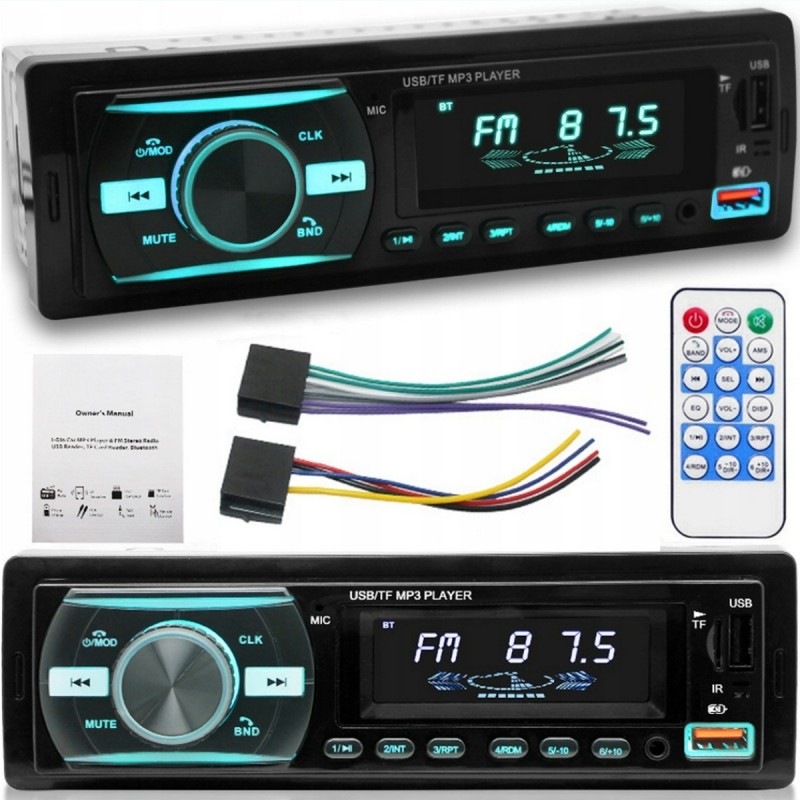 Radio Samochodowe 1 DIN Bluetooth USB Pilot Bezprzewodowy 4x50W