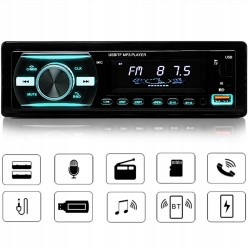 Radio Samochodowe 1 DIN Bluetooth USB Pilot Bezprzewodowy 4x50W