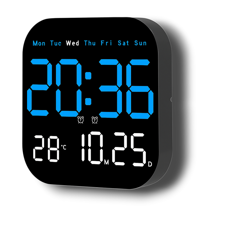 Budzik Zegar Ścienny z Kalendarzem i Temperaturą Duży Cyfrowy