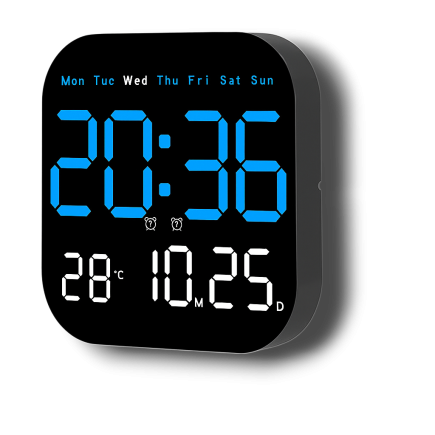 Budzik Zegar Ścienny z Kalendarzem i Temperaturą Duży Cyfrowy