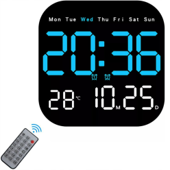 Budzik Zegar Ścienny z Kalendarzem i Temperaturą Duży Cyfrowy