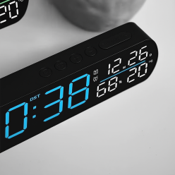 Zegar Budzik Duże Cyfry Data Temperatura Wilgotność Dni Tygodnia USB-C