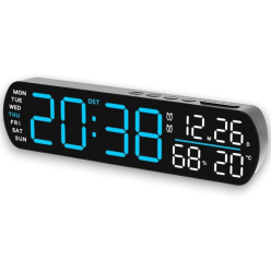 Zegar Budzik Duże Cyfry Data Temperatura Wilgotność Dni Tygodnia USB-C