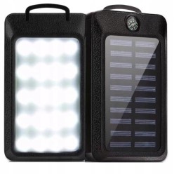 Powerbank Solarny 20000 mAh Latarka i Kompas 2xUSB USB-C MicroUSB Lampa UV