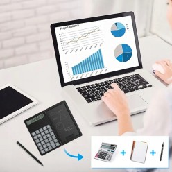 2w1 Biurowy Kalkulator z Elektronicznym Notatnikiem  Zestaw z Rysikiem