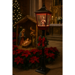 Latarnia Boże Narodzenie Ruchomy Śnieg Świecąca Grająca Kolędy  185 cm