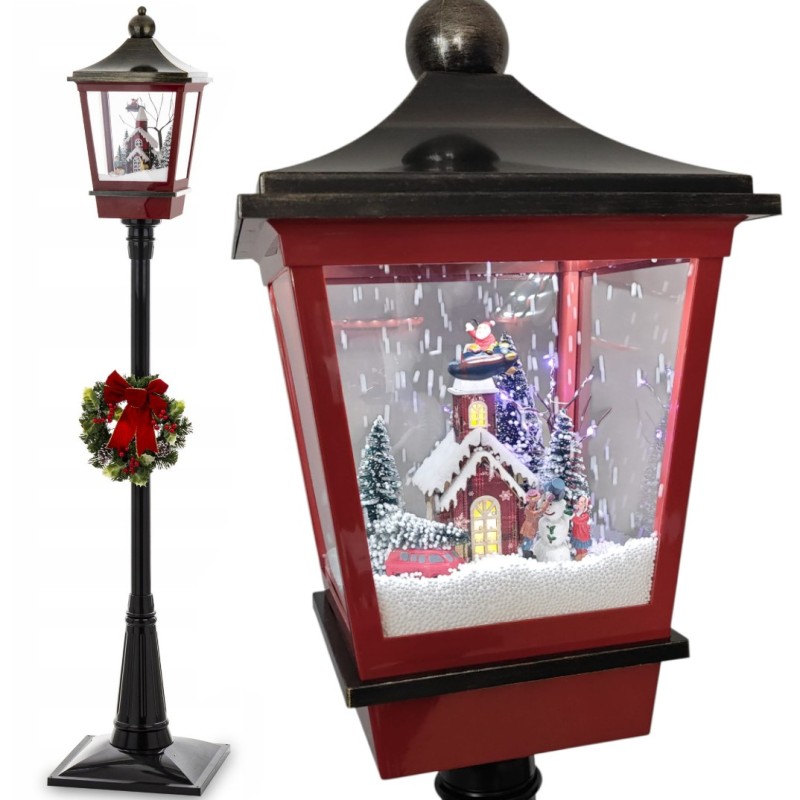 Latarnia Boże Narodzenie Ruchomy Śnieg Świecąca Grająca Kolędy  185 cm