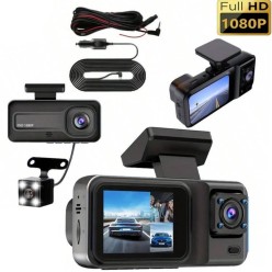 Wideo Rejestrator Samochodowy z Wyświetlaczem 3 Kamery Czujnik Wstrząsu